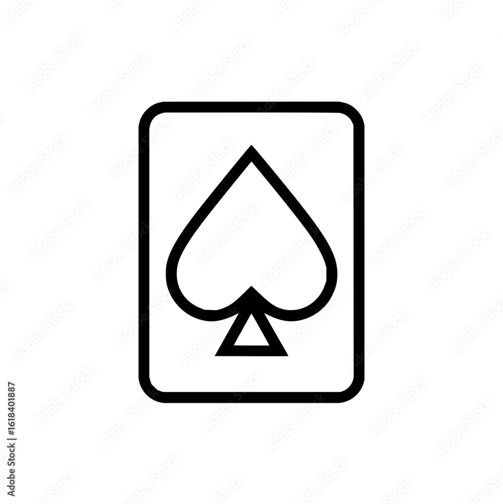 Poster isolated playing card with spade symbol in black outline on white background simple and minimalist d