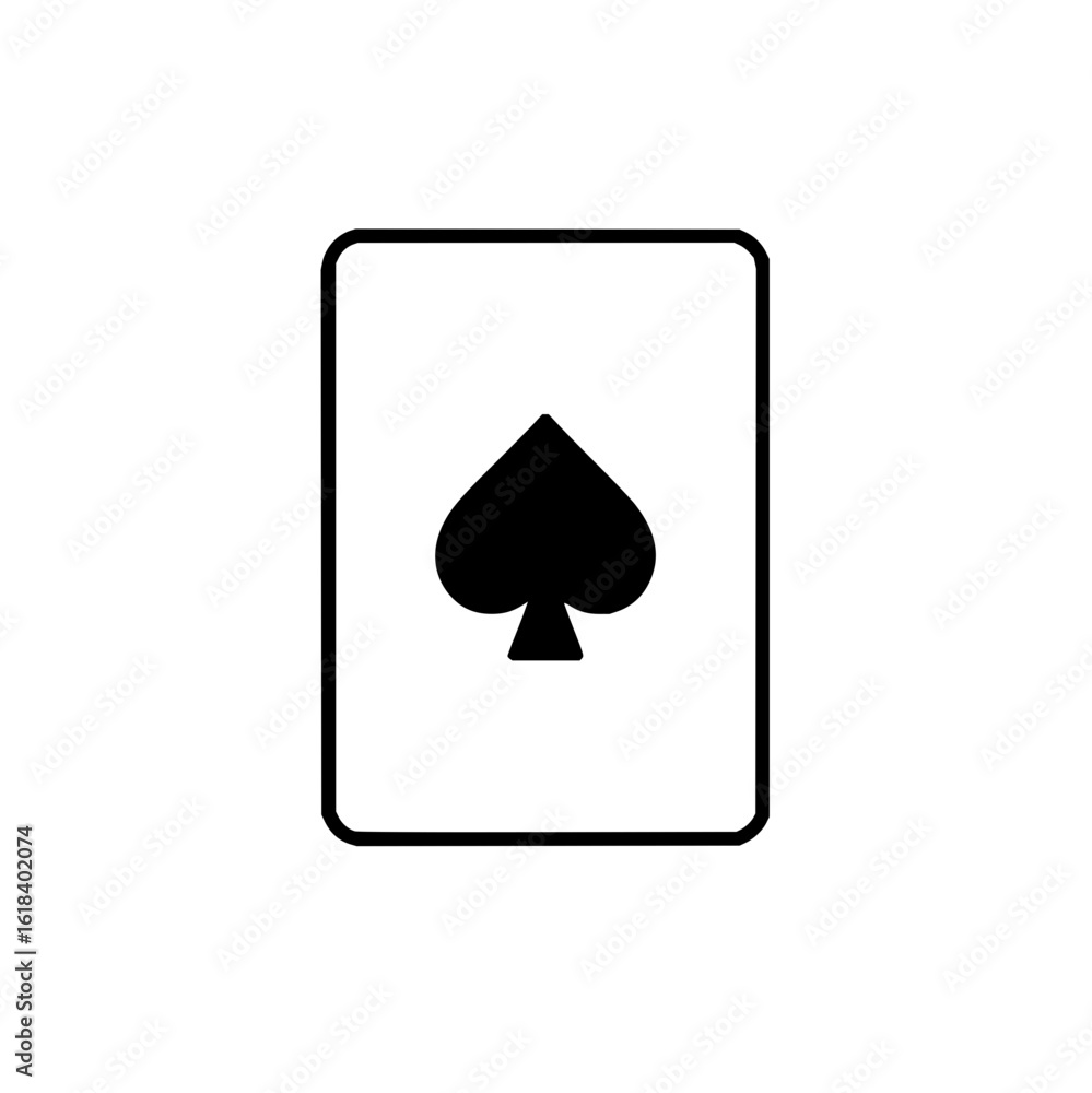 Poster a single playing card featuring a black spade symbol centered on a white background with a black bor