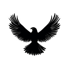 Obraz premium “Flying Eagle Silhouette Vector – Black Bird with Spread Wings”