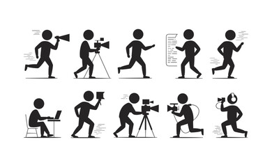Film Production Icons Vector Line Art