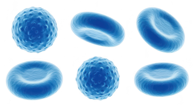 Macro view of blood cells on a white background illustrating human anatomy and physiology for educational or medical purposes - Powered by Adobe
