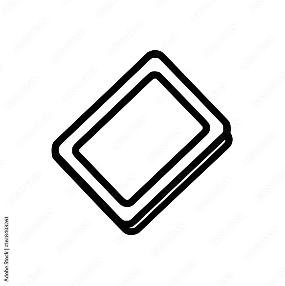 Poster a stack of rectangular cards with rounded corners and black outline on a white background isolated v