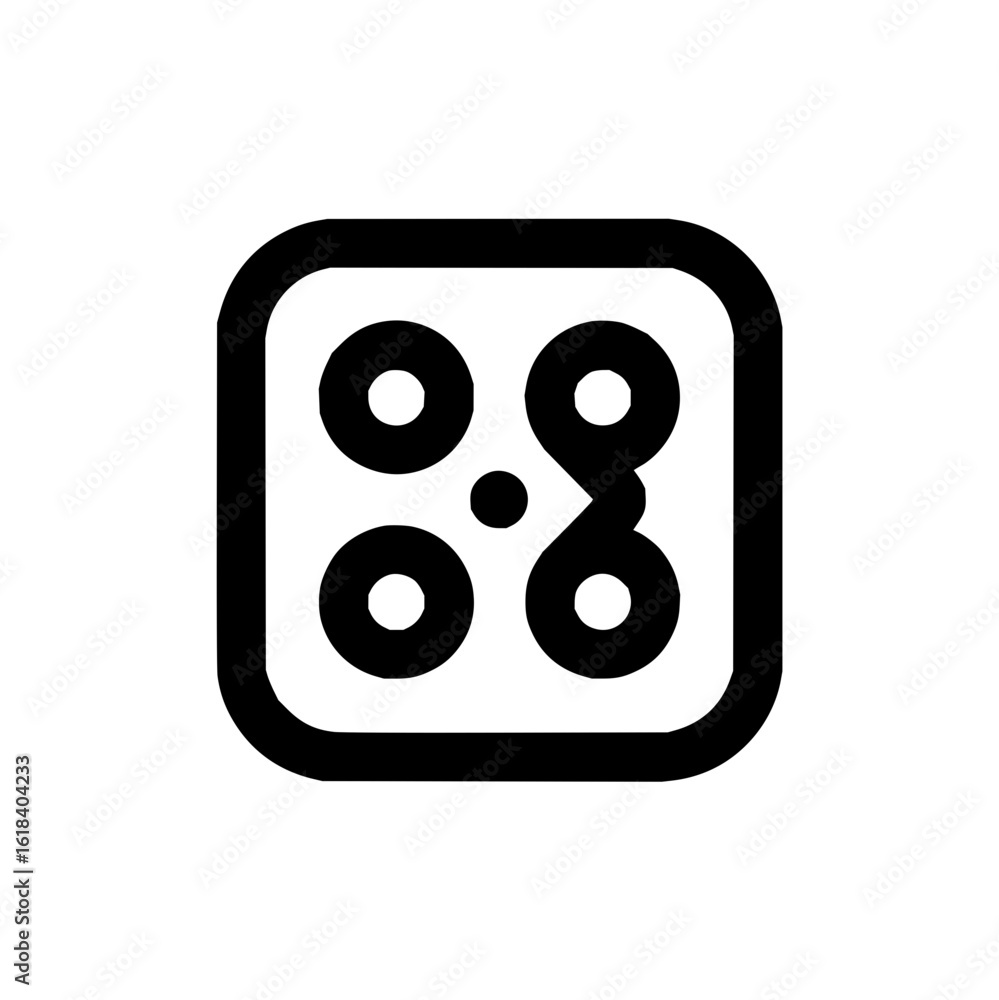 Poster black rounded square containing four large circles and a smaller circle in the center shape design