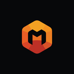 Hexagon Letter M Logo Design Vector Template