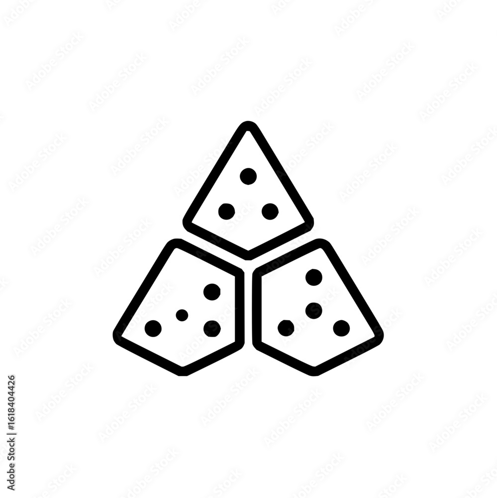 Poster three geometric shapes arranged in a triangular formation each containing several circular dots insi