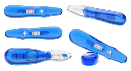 Blue pregnancy tests showing positive results on a white surface revealing hopeful anticipation and medical assessment
