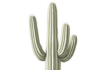 Tall saguaro cactus with multiple arms isolated on transparent background