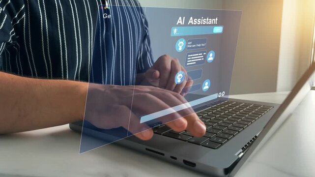 Virtual assistant, artificial intelligence Bot and CRM software automation technology. Chatgpt Chat with AI.Customer person using chat service to get support.Online support Chatbot conversation