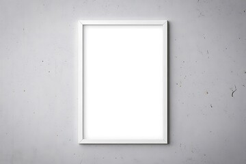 White Frame Mockup on Concrete Wall Blank Template Minimalist Design