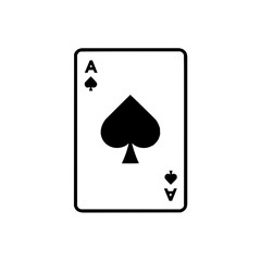 A black and white illustration of the ace of spades playing card with rounded corners and simple design