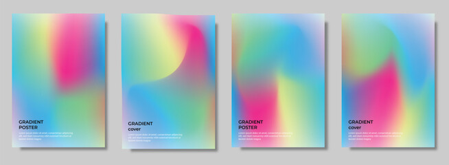 Fototapeta premium Modern Gradient Background Set for Tech and Business Posters – Futuristic Mesh Design in Blue, Pink, and Purple Tones, Background.