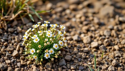 yarrow plant cluster thriving in dry meadow soil captured with earthy muted tones for ecological wellness campaigns