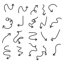 Collection of hand drawn arrow doodles on white