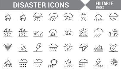 Warning Icons for Natural Disasters and Weather Hazards
