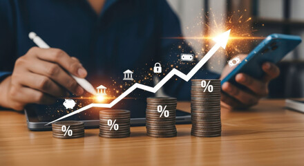 Financial growth investment strategy business success money management profit increase wealth accumulation concept