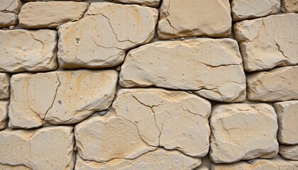 Obraz premium weathered stone facade with aged cracks discoloration and natural erosion patterns ideal for classic architectural textures