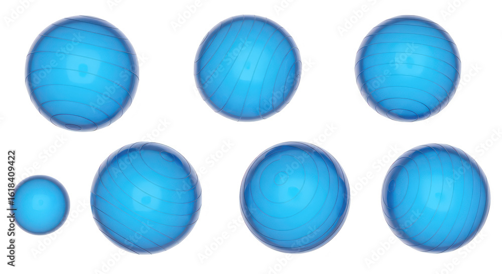 Poster Blue spheres morphing on white background demonstrating size variation Suitable for illustrating growth transformation or change concepts