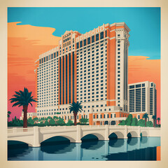 Retro Travel Poster of Luxurious Las Vegas Hotel