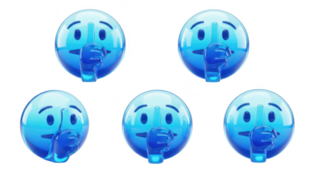 3D blue emoji thumbs down representing rejection in a studio set against a pure white background for social media and design