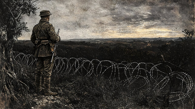 World War One Soldier On Battlefield