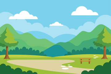 landscape with mountains and trees