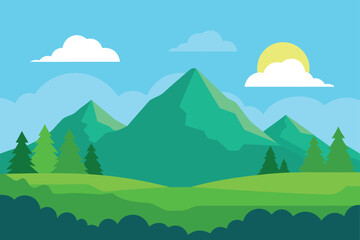 Obraz premium landscape with mountains and blue sky