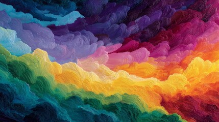 Vibrant Abstract Digital Painting With Colorful Brush Strokes and Rainbow Gradient in Artistic Background