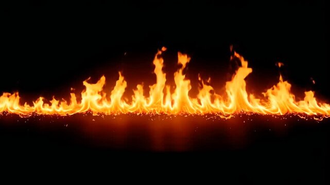 Searing fire line dances in darkness