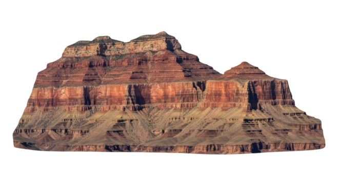Layered rock formations of a canyon landscape.