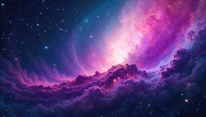 Swirling nebulae in vibrant hues of purple, pink, and teal create a mesmerizing cosmic dance, evoking feelings of wonder and the infinite expanse of space , astronomy, power