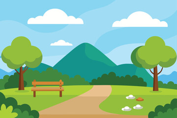 summer landscape with trees and mountains