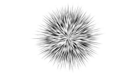 Intricate black and white abstract spike design with radiating pattern