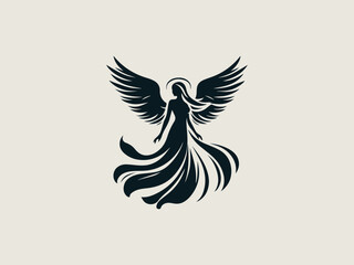 Obraz premium Elegant angel wing vector logo for luxury beauty brands or wedding services