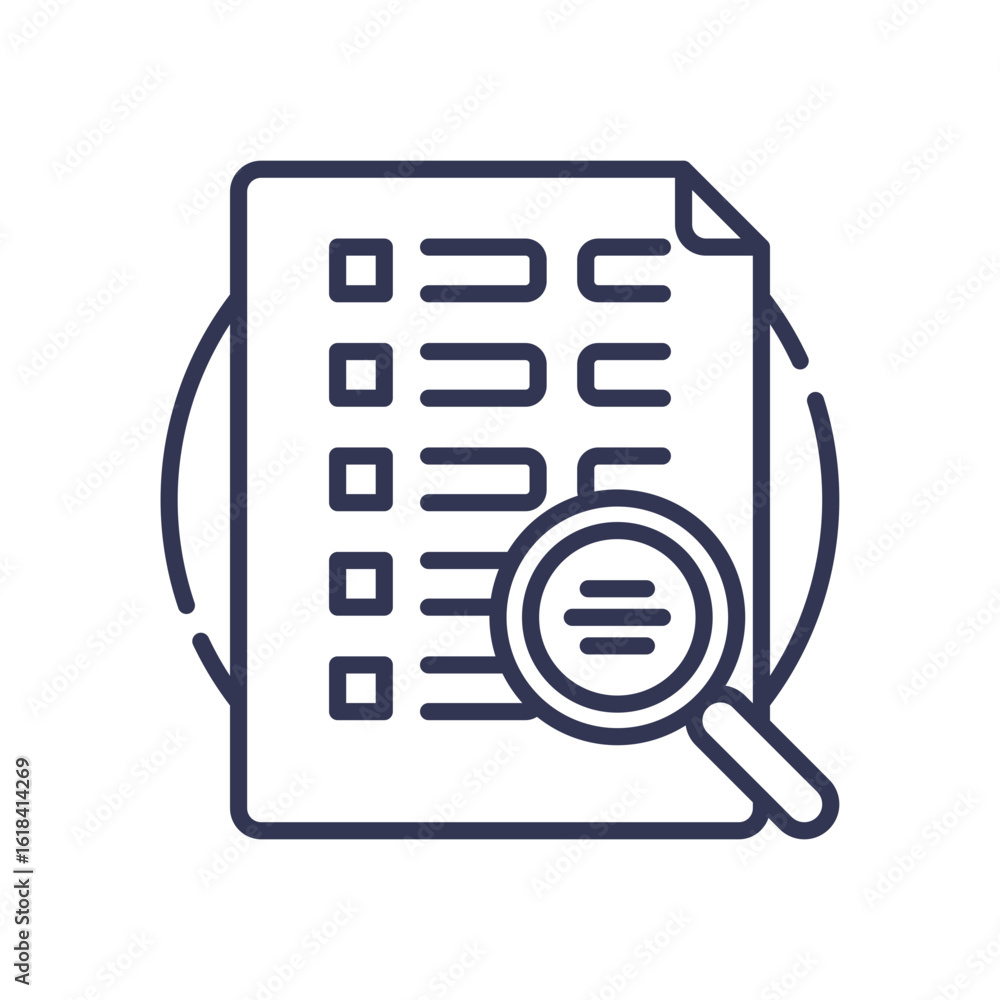 Poster an icon of a magnifying glass over a document, symbolizing the retrieval step in retrieval-augmented