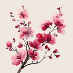 Fototapeta premium Watercolor illustration of blooming floral branches