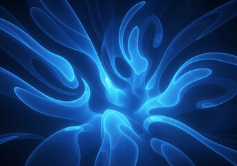Abstract glowing blue ethereal tendrils on a dark background