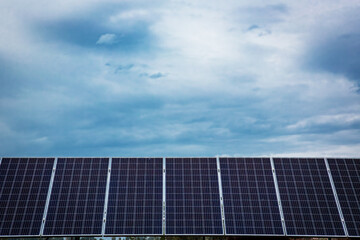 Installed solar panel generating green energy electric. Green energy reduce carbon emissions and makes earth cleaner and more ecological. Modern technologies.	