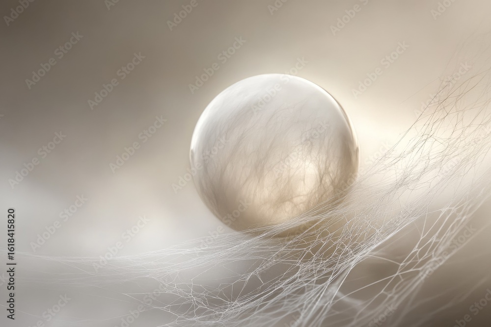 Aufkleber a translucent sphere rests gently on a delicate spiderweb, creating a serene and ethereal scene.