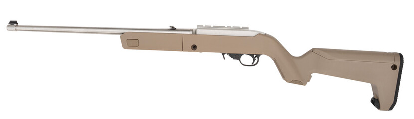 22 caliber rimfire rifle full length with brown stock