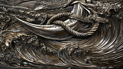 Abstract Metal Waves With Rope Detail