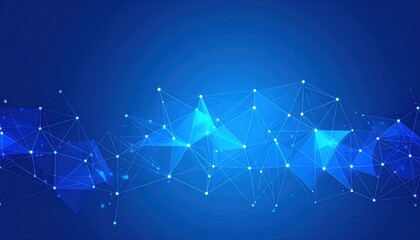 Fototapeta premium ** Abstract blue geometric network with connected lines and dots, ideal for technology, innovation, and digital communication themes. **