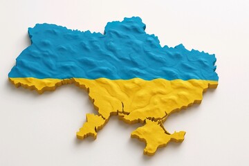 Obraz premium Ukraine Map with National Colors – 3D Flat Render