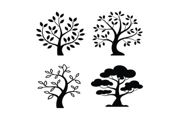 Obraz premium Creative Tree Silhouette Icons Pack