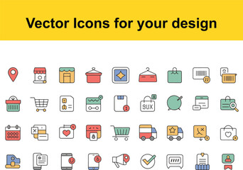 Collection of colorful vector icons for design