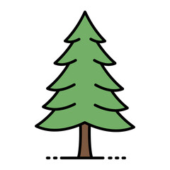 Outline icon of a pine tree or fir tree, in black and white minimalist forest style.