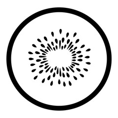 Kiwi Slice Icon – Simple Black and White outline Fruit Illustration