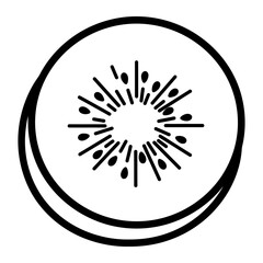 Kiwi Slice Icon – Simple Black and White outline Fruit Illustration