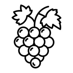Outline Grape Icon in Minimal Line Style