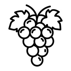 Outline Grape Icon in Minimal Line Style