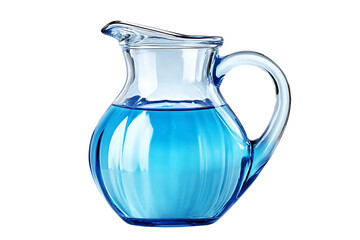 A refreshing crystal pitcher filled with cool blue water and icy depths evoking a sense of on transparent background
